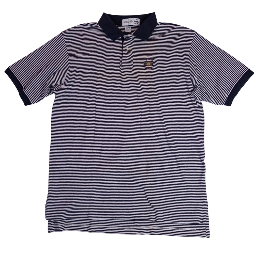 Izod Club Polo Shirt Mens Large Navy White 1993 US Open Baltusrol Vintage